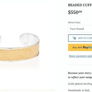 Anna Beck Beaded Cuff- Gold